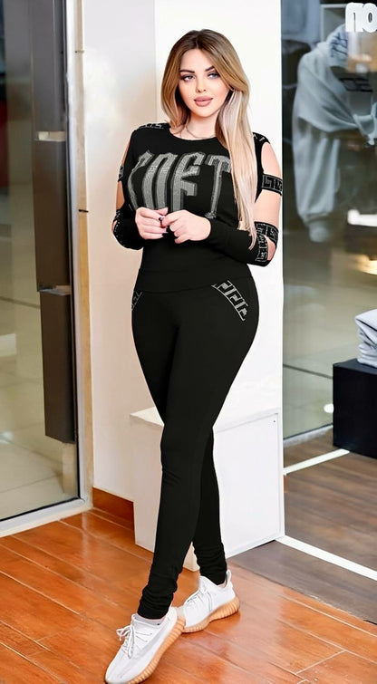 Image of Cutout Long Sleeved Top Leggings Set 569223810 from Edmene LLC