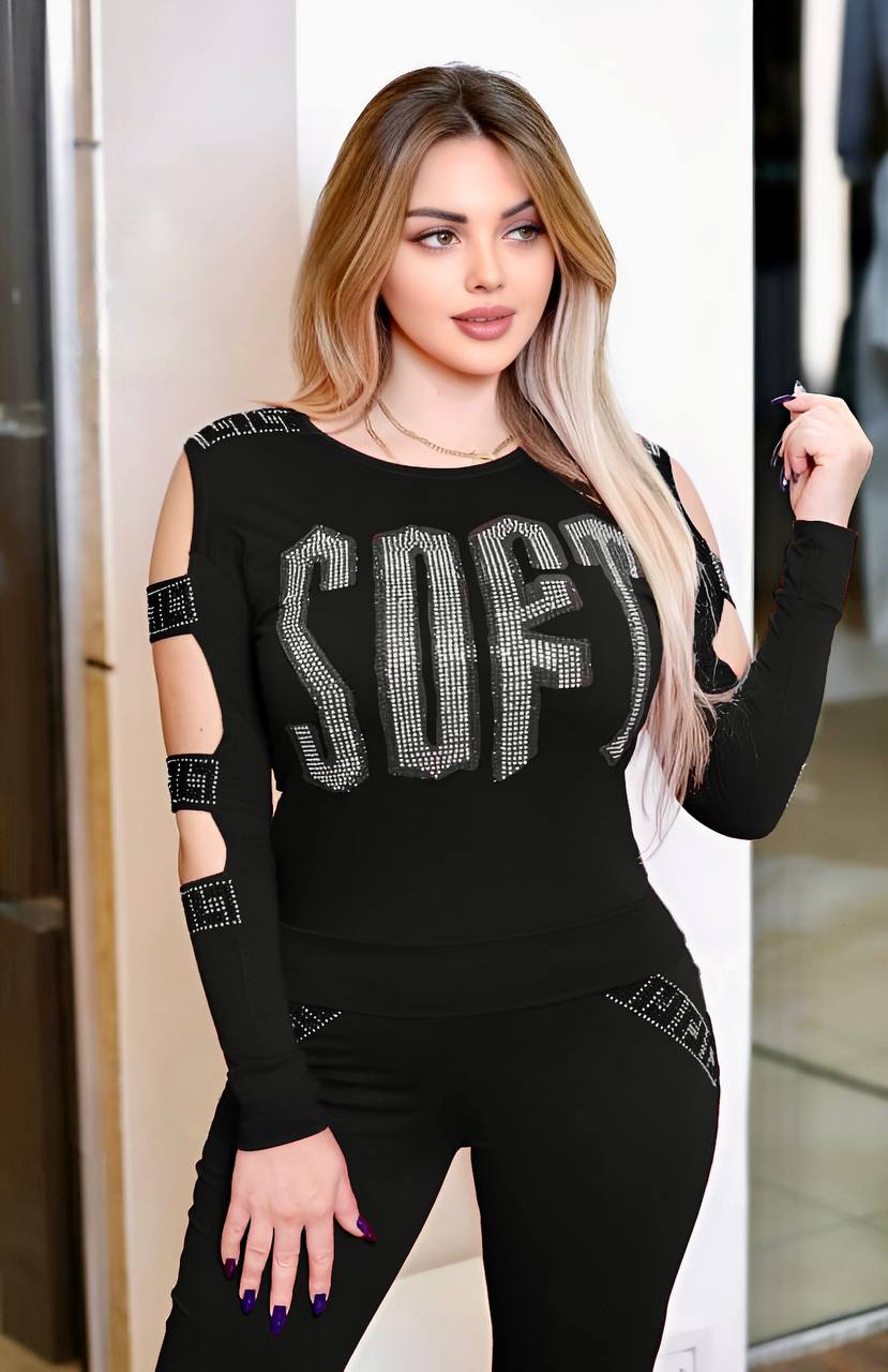 Image of Cutout Long Sleeved Top Leggings Set 569223810 from Edmene LLC