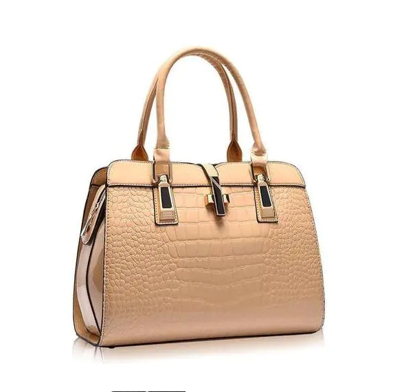Crocodile Pattern Glossy Handbag