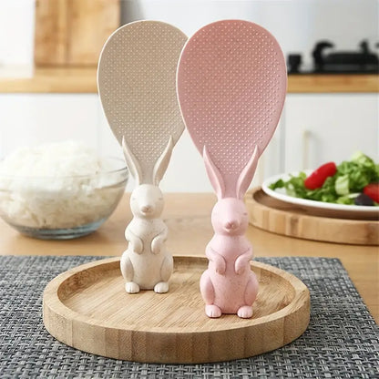 Cute Rabbit Rice Spoon for Non-Stick Cookware (1Pc)