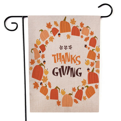 Thanksgiving Flag with Pumpkin Garden Design