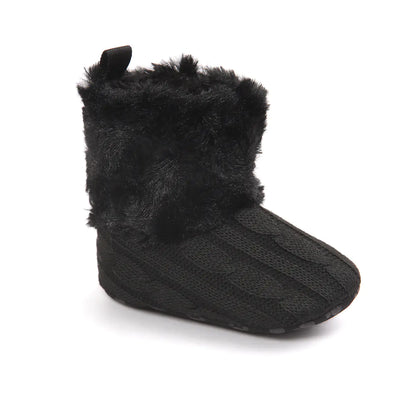 Baby Girl Knitted Cotton Boots - Warm Walking Shoes