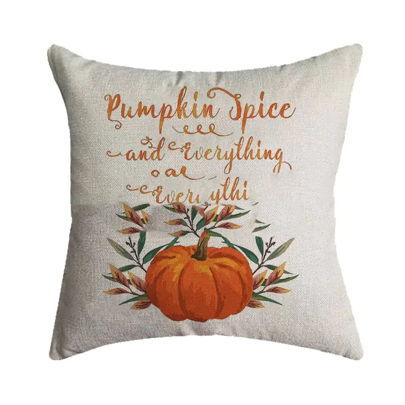 Thanksgiving Pumpkin Festival Burlap Pillowcase Cover
