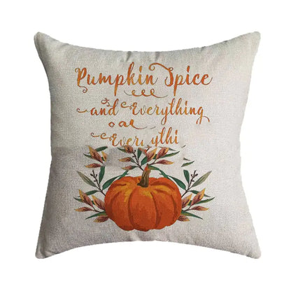 Thanksgiving Pumpkin Festival Burlap Pillowcase Cover