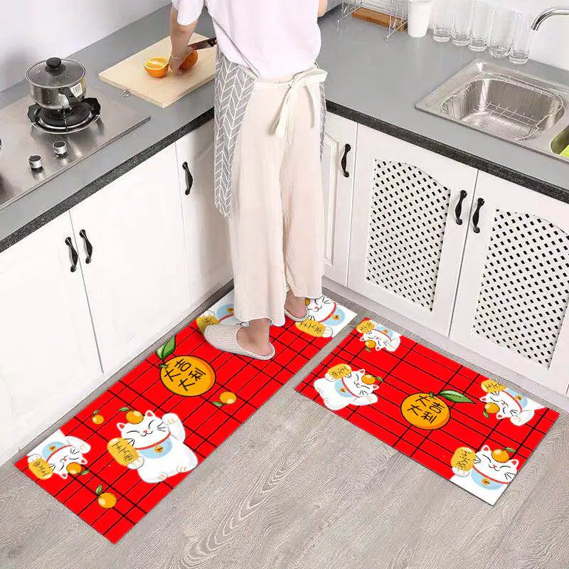 Modern Geometric Non-Slip Kitchen and Bathroom Mat