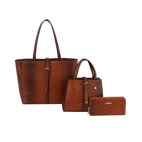 3 in 1 crocodile leather tote, satchel and purse set