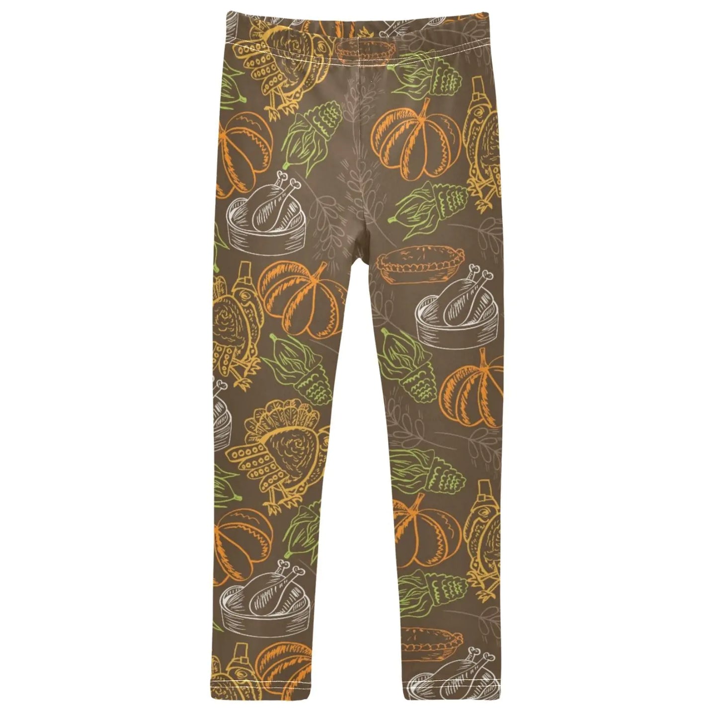 ZZXXB Thanksgiving Harvest Turkey Corn Girls Leggings Soft Ankle Length Active Stretch Pants Bottoms Kids Dance Yoga Tights 4T