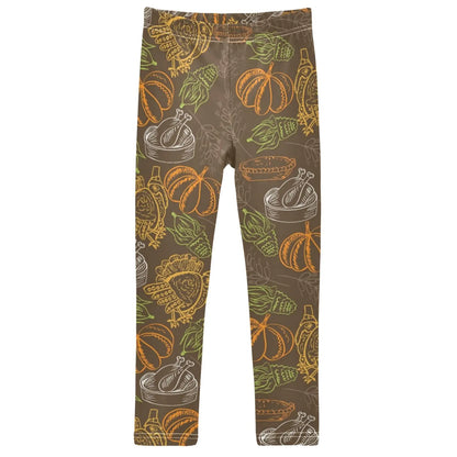 ZZXXB Thanksgiving Harvest Turkey Corn Girls Leggings Soft Ankle Length Active Stretch Pants Bottoms Kids Dance Yoga Tights 4T