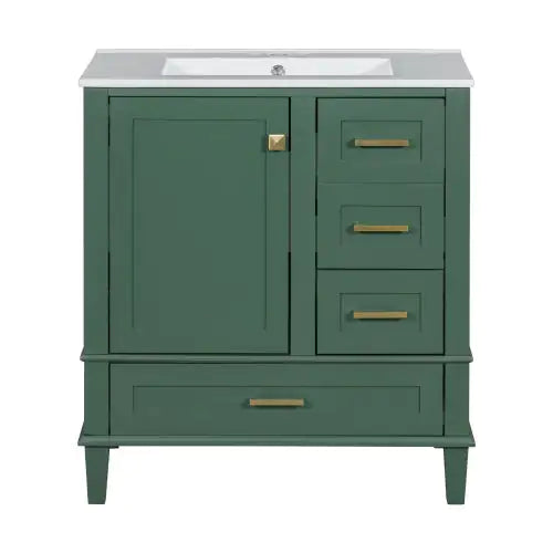 30 Bathroom Vanity , Modern Bathroom Cabinet With Sink Combo Set, Bathroom Storage Cabinet With A Soft Closing Door And 3 Drawers, Solid Wood Frame