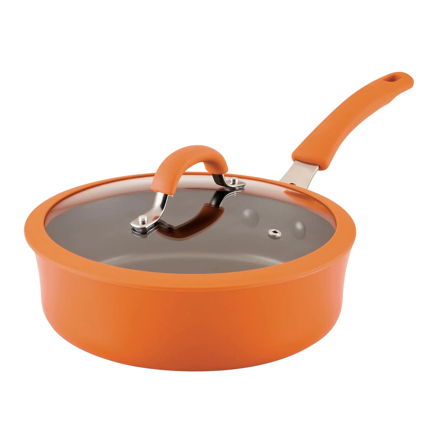 Rachael Ray Cook + Create Nonstick Cookware Saute Pan with Lid 3 Quart - Orange