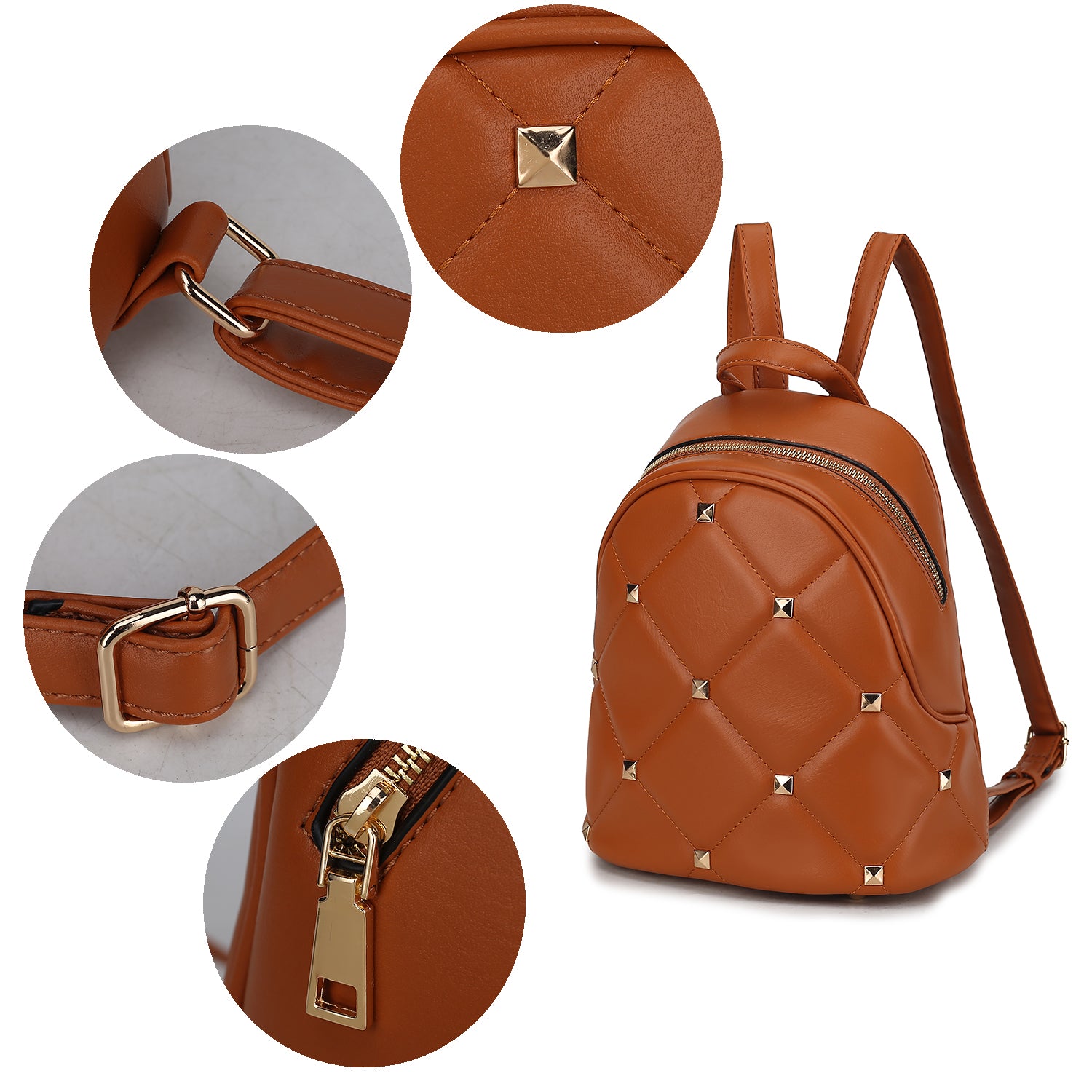 Image of Hayden Quilted Vegan Leather With Studs Womens Backpack 1740880536 from Edmene LLC