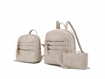 MKF Roxane Backpack with Mini Backpack and Wristlet by Mia K