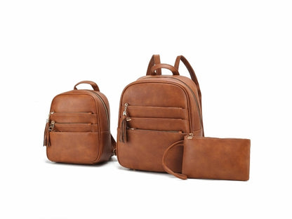 MKF Roxane Backpack with Mini Backpack and Wristlet by Mia K