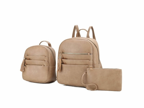 MKF Roxane Backpack with Mini Backpack and Wristlet by Mia K