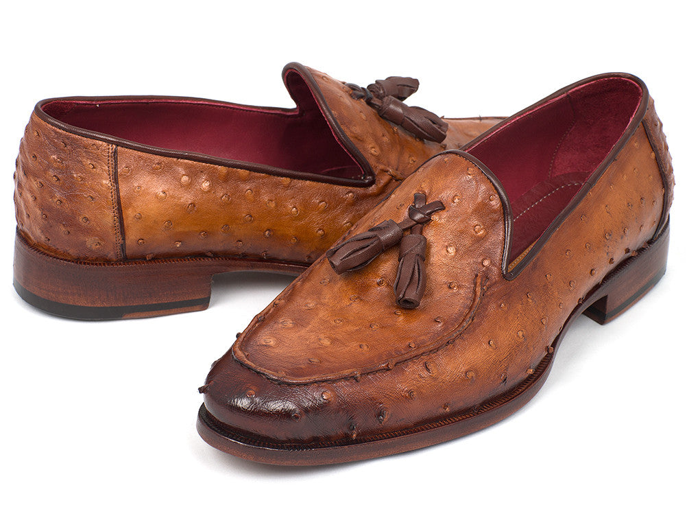 Image of Paul Parkman Camel Brown Genuine Ostrich Tassel Loafers Ost834Cml 1288284100 from Edmene LLC