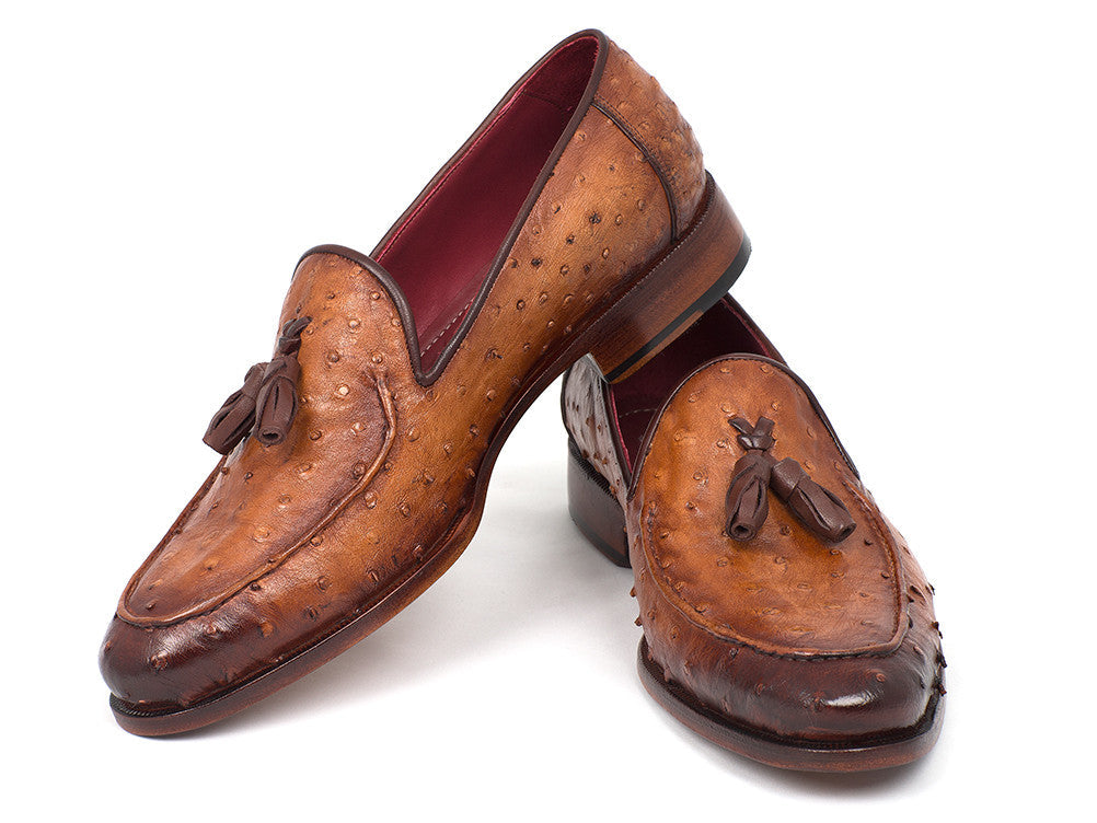 Image of Paul Parkman Camel Brown Genuine Ostrich Tassel Loafers Ost834Cml 1288284100 from Edmene LLC