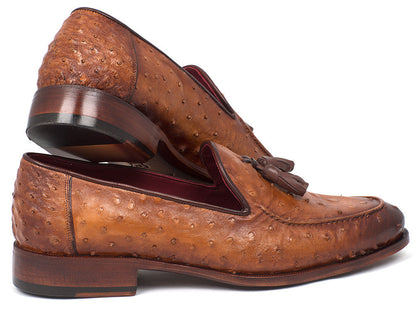 Image of Paul Parkman Camel Brown Genuine Ostrich Tassel Loafers Ost834Cml 1288284100 from Edmene LLC