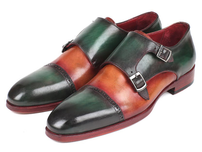 Image of Paul Parkman Captoe Double Monkstraps Green Camel Id 045Gr61 713233927 from Edmene LLC
