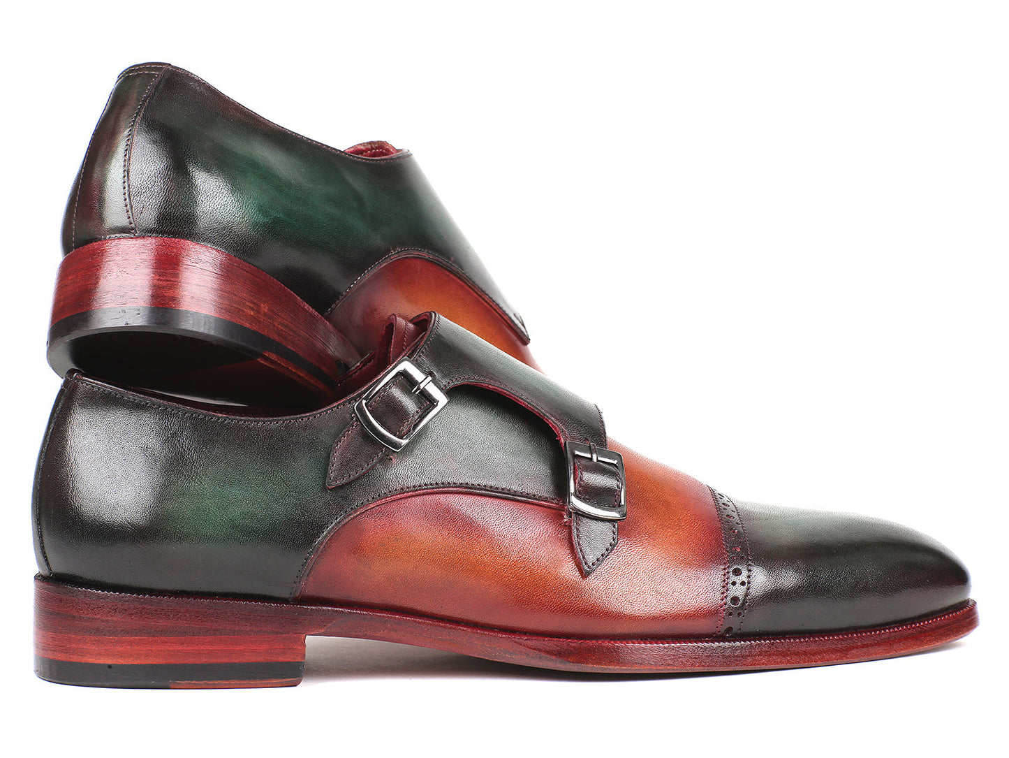 Image of Paul Parkman Captoe Double Monkstraps Green Camel Id 045Gr61 713233927 from Edmene LLC