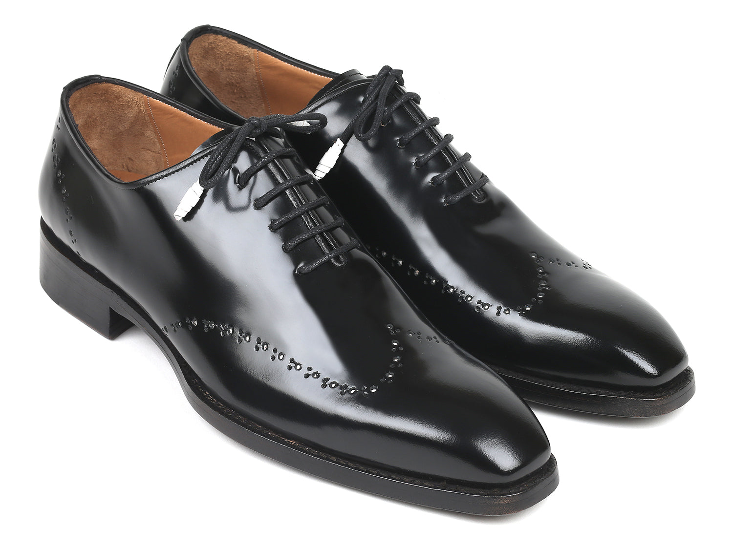 Image of Paul Parkman Goodyear Welted Wingtip Oxfords Black Polish... from Edmene LLC