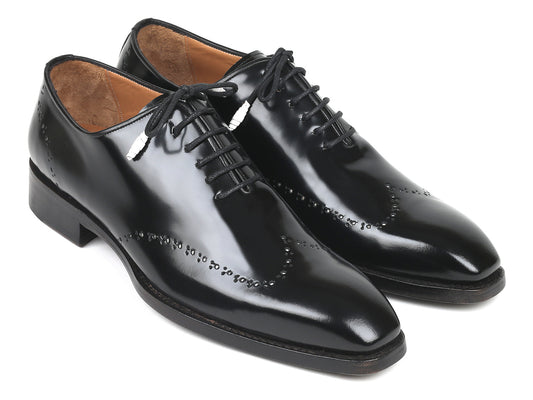 Image of Paul Parkman Goodyear Welted Wingtip Oxfords Black Polish... from Edmene LLC