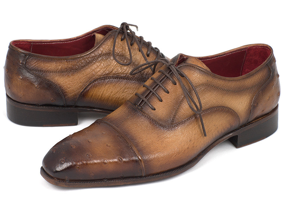 Image of Paul Parkman Mens Genuine Ostrich Captoe Oxfords Camel Color Id 24Xs Cml 71306513 from Edmene LLC