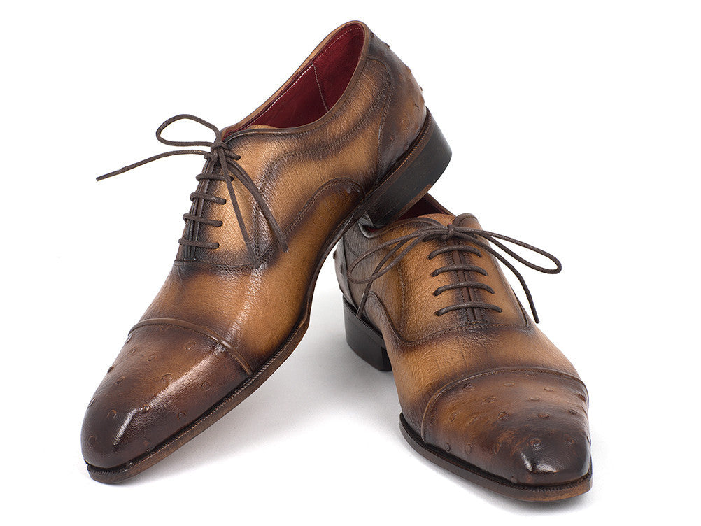 Image of Paul Parkman Mens Genuine Ostrich Captoe Oxfords Camel Color Id 24Xs Cml 71306513 from Edmene LLC
