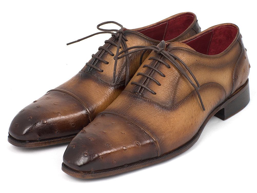 Image of Paul Parkman Mens Genuine Ostrich Captoe Oxfords Camel Color Id 24Xs Cml 71306513 from Edmene LLC