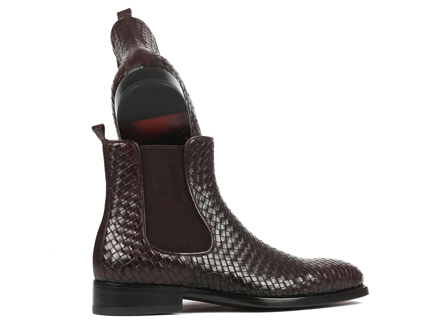 Image of Paul Parkman Dark Brown Woven Leather Chelsea Boots Id 92Wn87 Brw 1150641229 from Edmene LLC