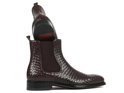 Image of Paul Parkman Dark Brown Woven Leather Chelsea Boots Id 92Wn87 Brw 1150641229 from Edmene LLC