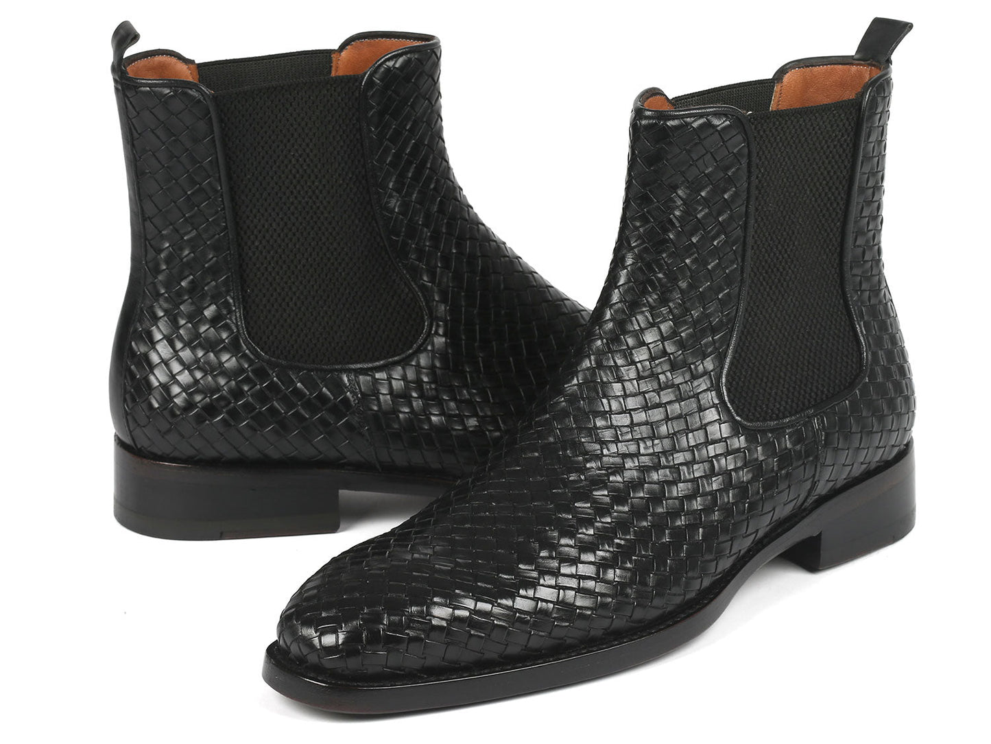 Image of Paul Parkman Black Woven Leather Chelsea Boots Id 92Wn87 Blk 1494684239 from Edmene LLC