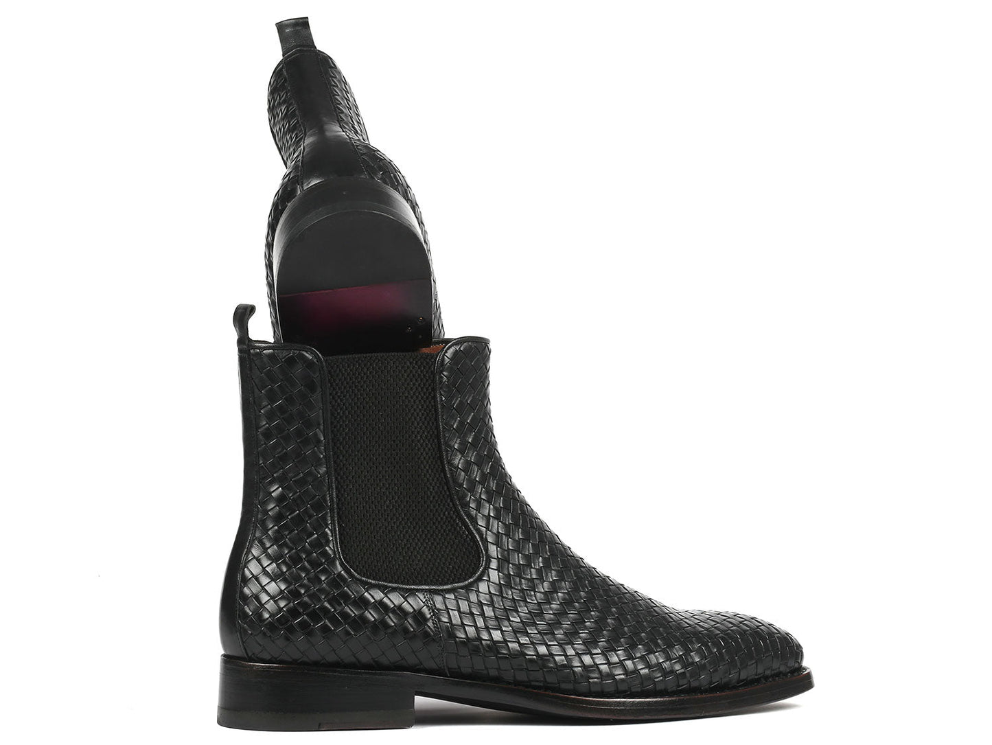 Image of Paul Parkman Black Woven Leather Chelsea Boots Id 92Wn87 Blk 1494684239 from Edmene LLC