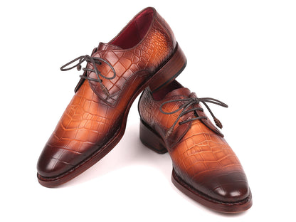 Image of Paul Parkman Brown Crocodile Embossed Calfskin Goodyear Welted Derby Shoes Id 5286Brw 106858732 from Edmene LLC