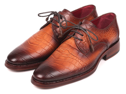 Image of Paul Parkman Brown Crocodile Embossed Calfskin Goodyear Welted Derby Shoes Id 5286Brw 106858732 from Edmene LLC