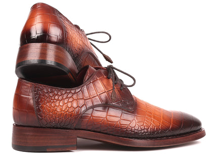 Image of Paul Parkman Brown Crocodile Embossed Calfskin Goodyear Welted Derby Shoes Id 5286Brw 106858732 from Edmene LLC