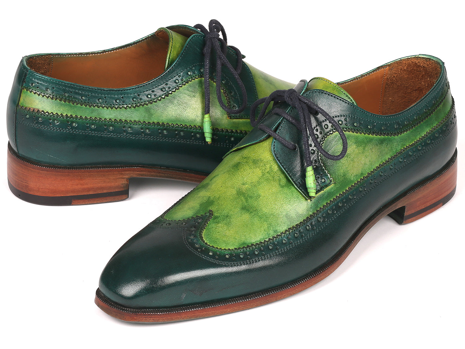 Image of Paul Parkman Mens Green Dual Tone Wingtip Derby Shoes Id 6931Grn 389544310 from Edmene LLC