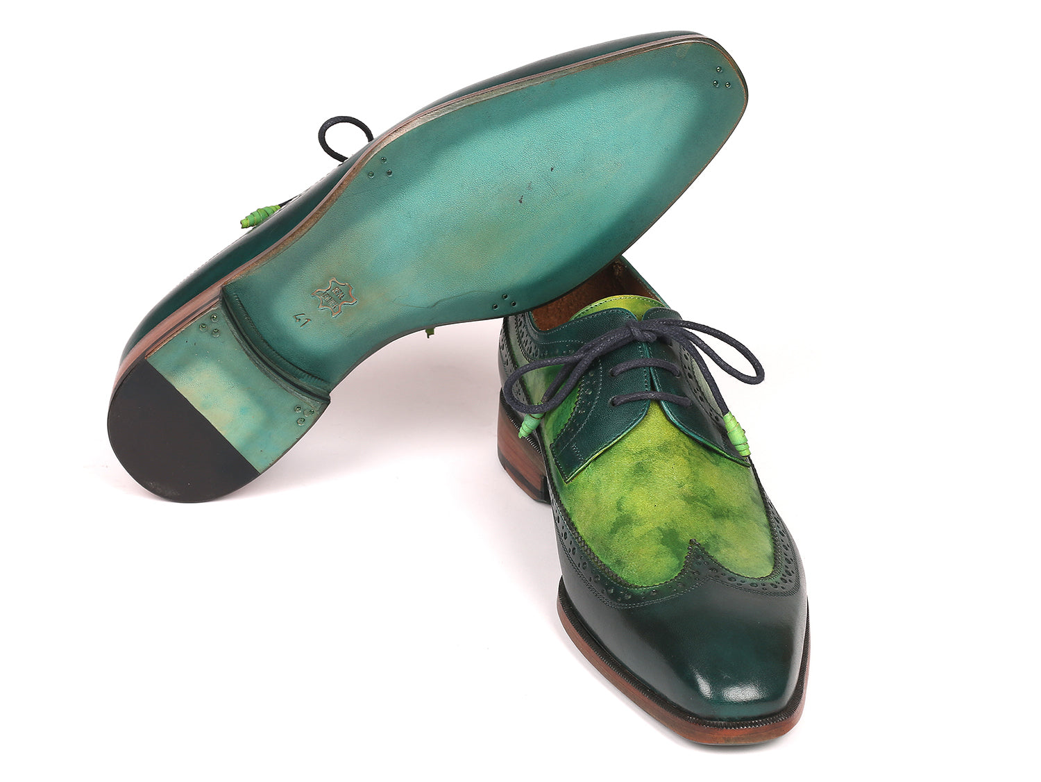 Image of Paul Parkman Mens Green Dual Tone Wingtip Derby Shoes Id 6931Grn 389544310 from Edmene LLC