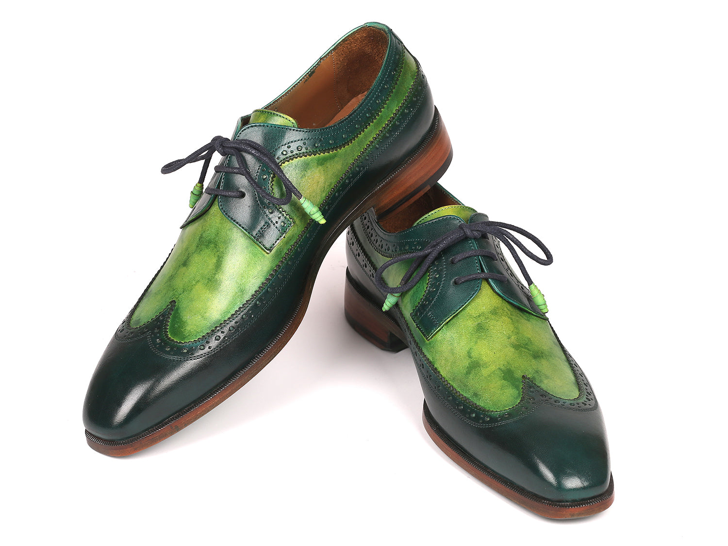 Image of Paul Parkman Mens Green Dual Tone Wingtip Derby Shoes Id 6931Grn 389544310 from Edmene LLC