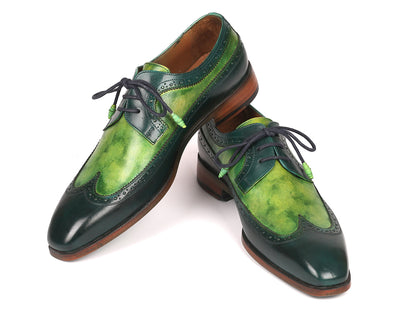 Image of Paul Parkman Mens Green Dual Tone Wingtip Derby Shoes Id 6931Grn 389544310 from Edmene LLC