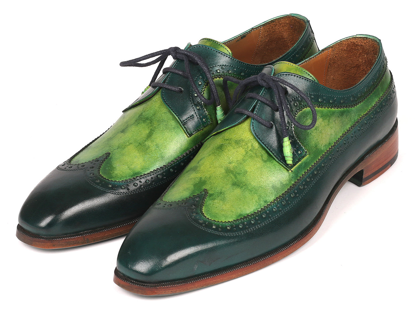 Image of Paul Parkman Mens Green Dual Tone Wingtip Derby Shoes Id 6931Grn 389544310 from Edmene LLC