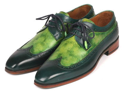 Image of Paul Parkman Mens Green Dual Tone Wingtip Derby Shoes Id 6931Grn 389544310 from Edmene LLC