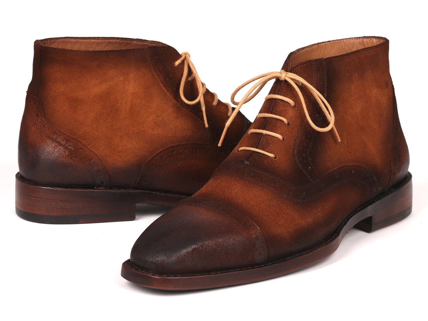 Image of Paul Parkman Antique Suede Brown Cap Toe Ankle Boots Id 644Brw17 1533664283 from Edmene LLC