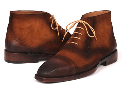 Image of Paul Parkman Antique Suede Brown Cap Toe Ankle Boots Id 644Brw17 1533664283 from Edmene LLC