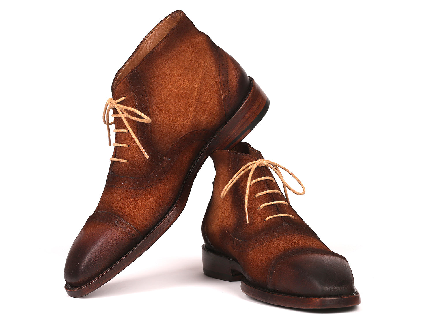 Image of Paul Parkman Antique Suede Brown Cap Toe Ankle Boots Id 644Brw17 1533664283 from Edmene LLC