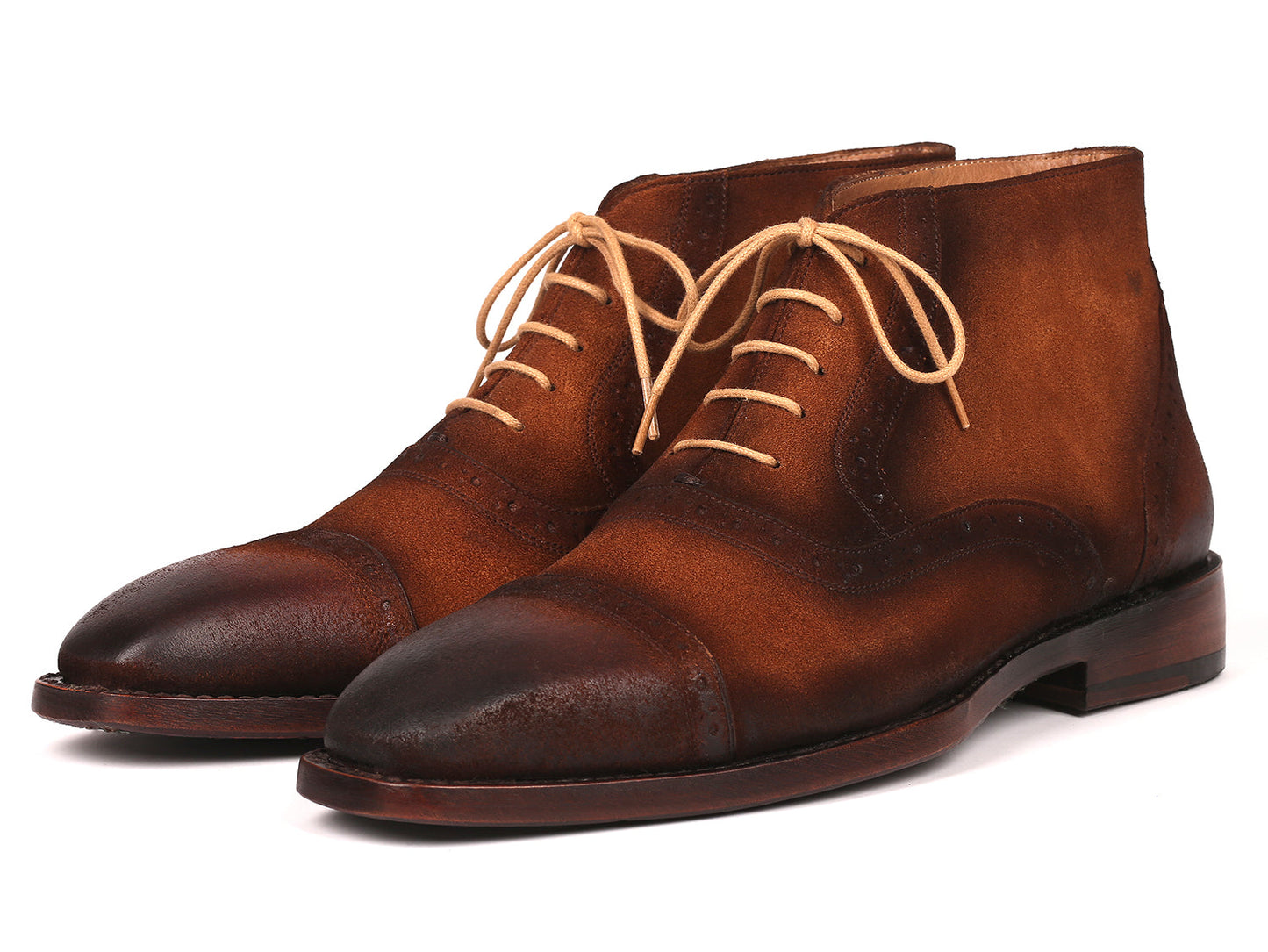 Image of Paul Parkman Antique Suede Brown Cap Toe Ankle Boots Id 644Brw17 1533664283 from Edmene LLC