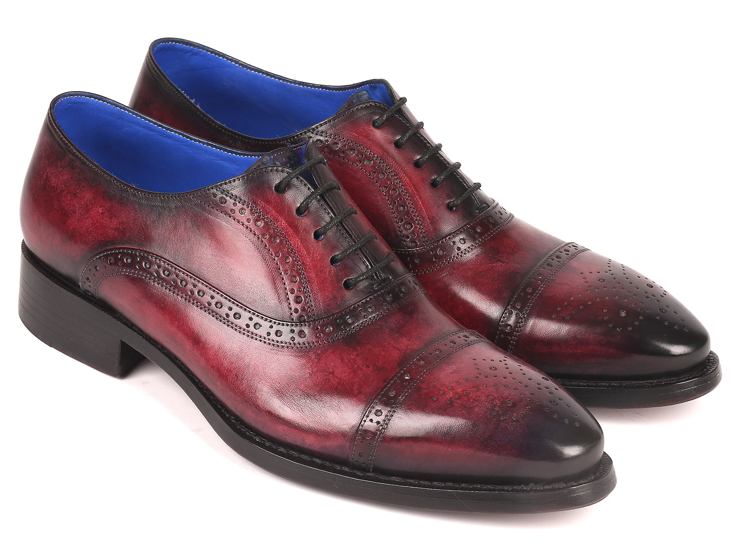 Image of Paul Parkman Bordeaux Burnished Goodyear Welted Cap Toe O... from Edmene LLC