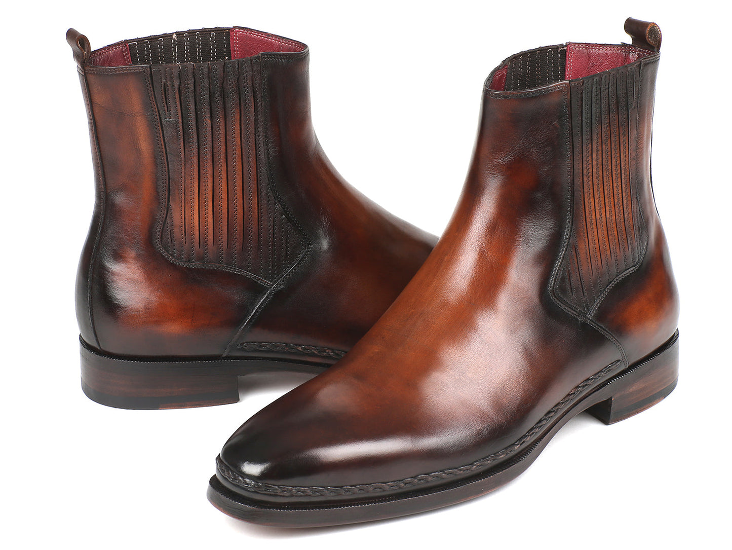 Image of Paul Parkman Mens Chelsea Boots Brown Burnished Leather Id Bt57 Brw 74152750 from Edmene LLC