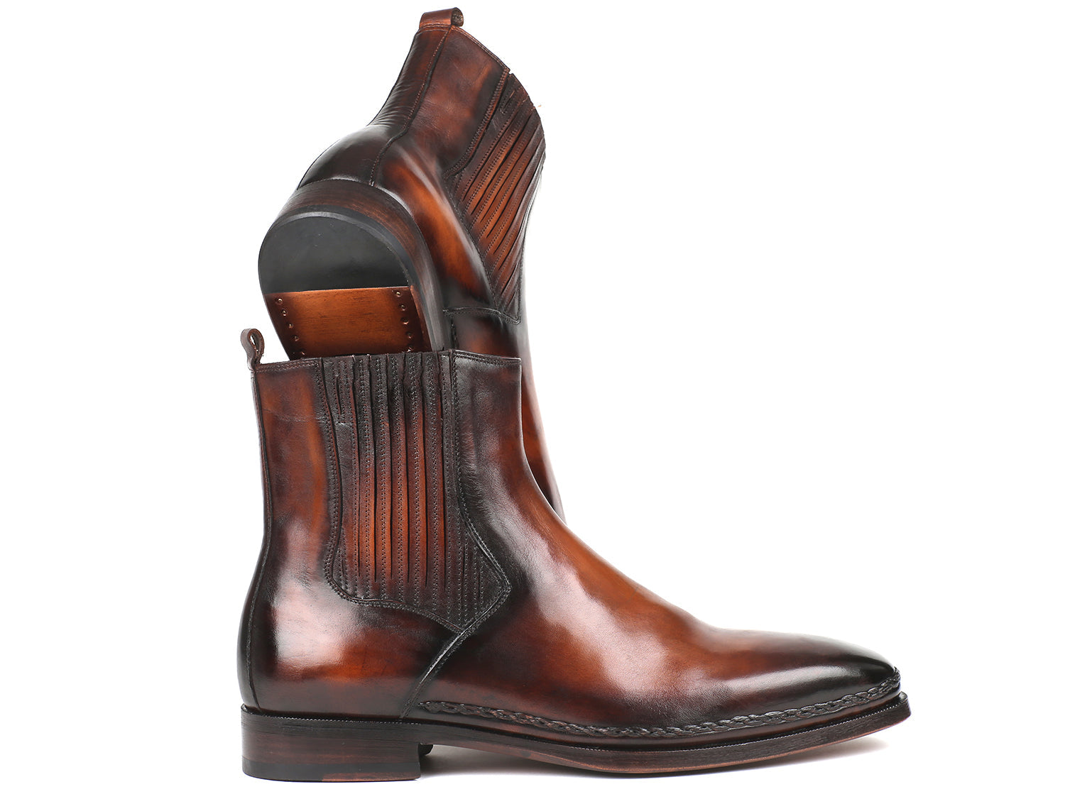 Image of Paul Parkman Mens Chelsea Boots Brown Burnished Leather Id Bt57 Brw 74152750 from Edmene LLC