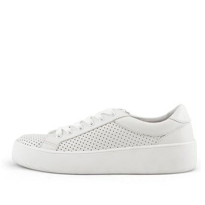 Image of Women's Manila Perf Lace Up Sneaker White from Edmene LLC