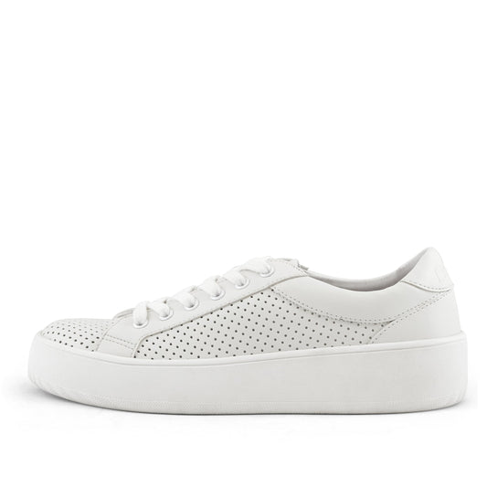 Image of Women's Manila Perf Lace Up Sneaker White from Edmene LLC